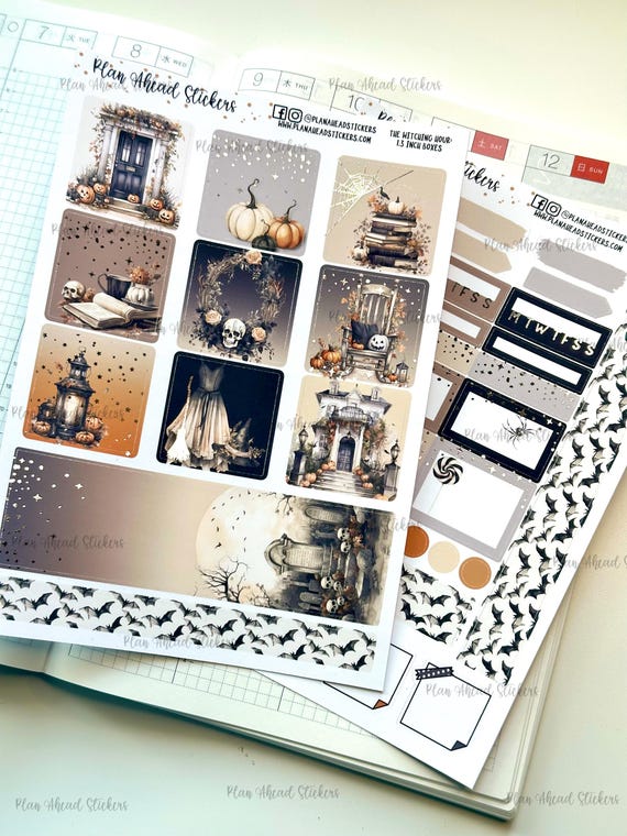 Foiled Witching Hour Planner Stickers: Hobonichi Cousin Weekly Kit