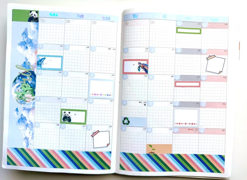 FOILED Down by the Boardwalk June Hobonichi Cousin Monthly 2 Page ...