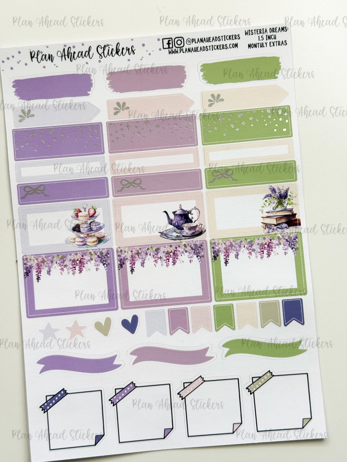 FOILED May Monthly Headers: Wisteria Dreams Planner Stickers (1.5 Inch ...