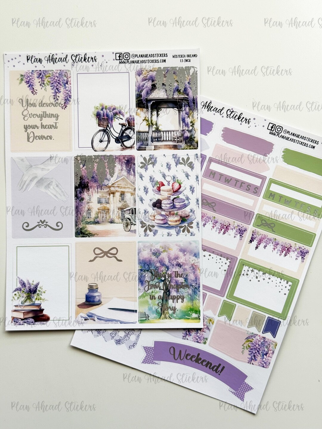 DELUXE FOILED Wisteria Dreams Floral 2 PG Planner Sticker Kit 1.5 Inch ...