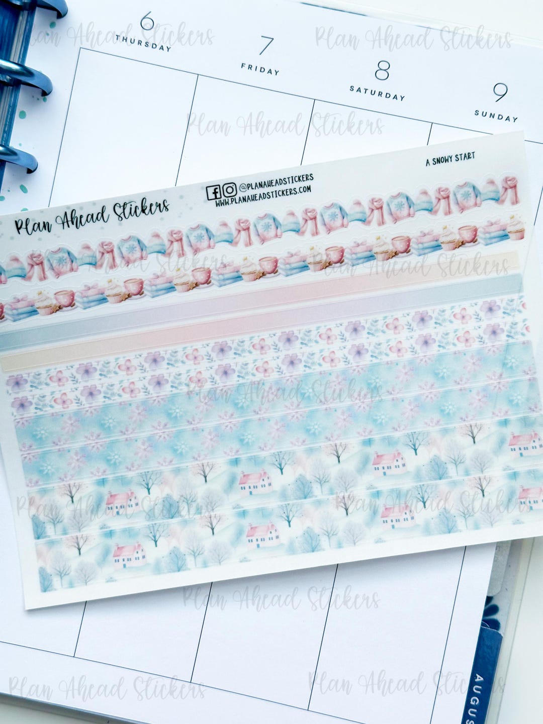 A Snowy Start Matte Washi Strips Border Stickers Watercolor Bullet ...
