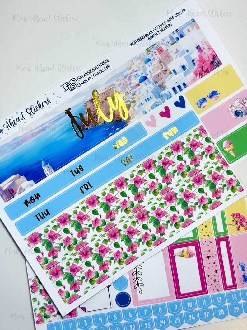 FOILED Mediterranean Getaway July Hobonichi Cousin Monthly 2 Page ...