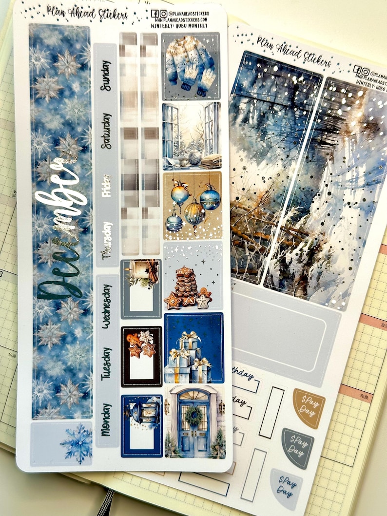 FOILED Winterly Hobonichi Weeks MONTHLY Sticker Planner Kit December ...