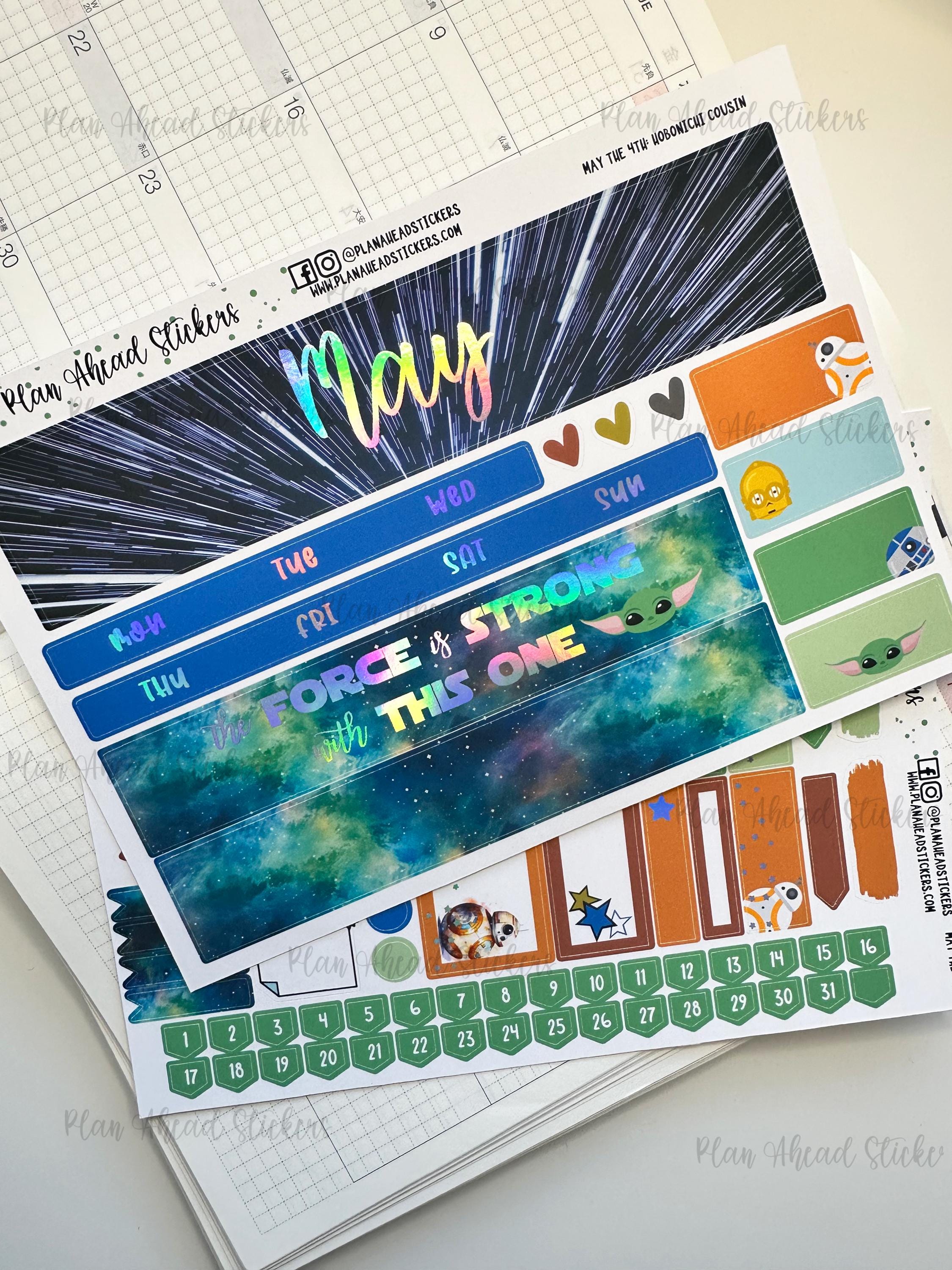 FOILED May the 4th Hobonichi Cousin Monthly 2 Page Planner Sticker Kit ...
