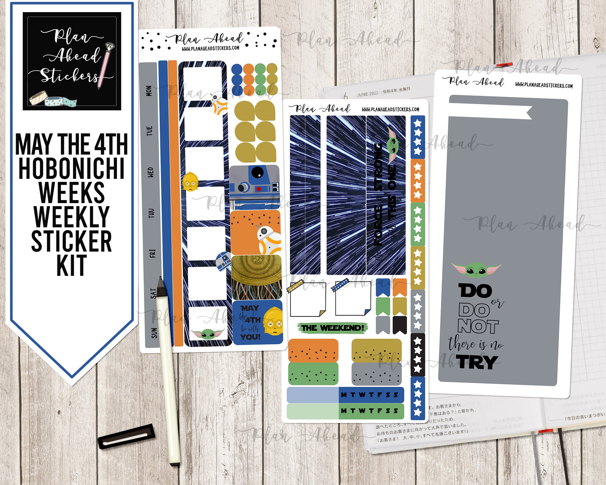DELUXE FOILED May the 4th Hobonichi Weeks WEEKLY Sticker Planner Kit - Etsy
