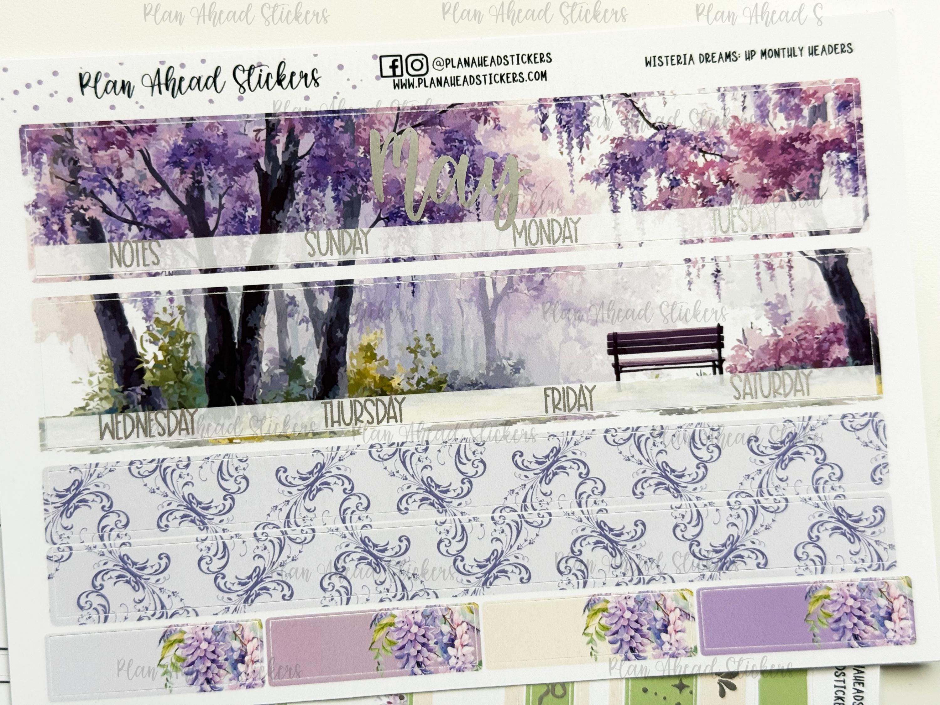 FOILED May Monthly Headers: Wisteria Dreams Planner Stickers (1.5 Inch ...