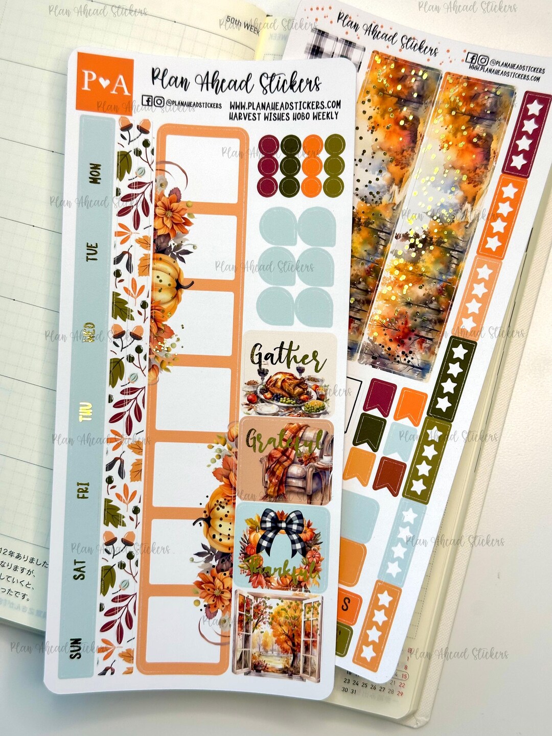 DELUXE FOILED Harvest Whispers Hobonichi Weeks WEEKLY Sticker Planner ...