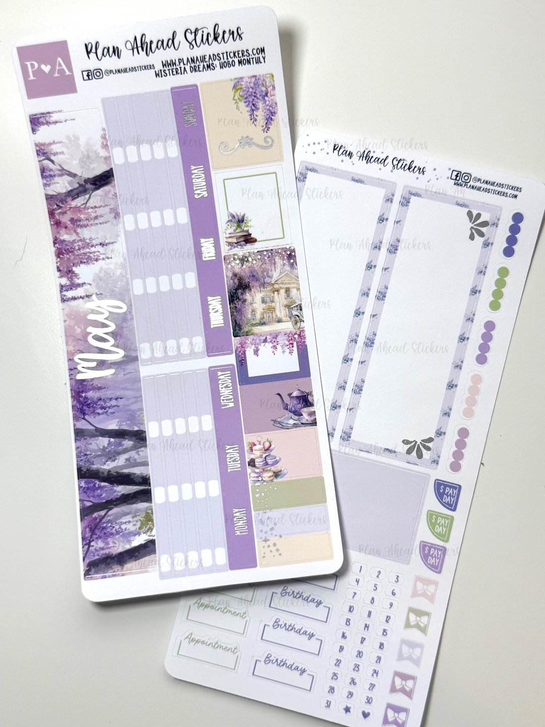 FOILED Wisteria Dreams May Hobonichi Weeks MONTHLY Sticker Planner Kit ...
