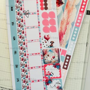 DELUXE FOILED Sweet Adventures Hobonichi Weeks WEEKLY Sticker Planner Kit Valentine&#39;s Day February