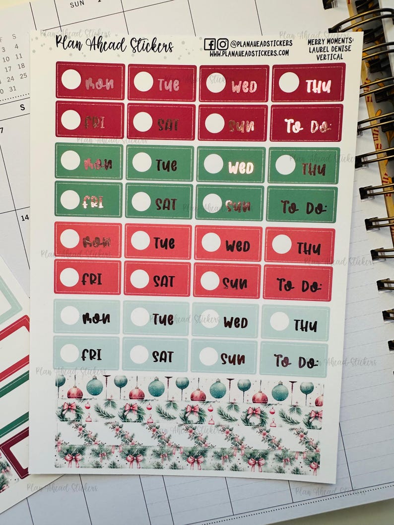 Laurel Denise Horizontal & Vertical Classic Planner Stickers Merry