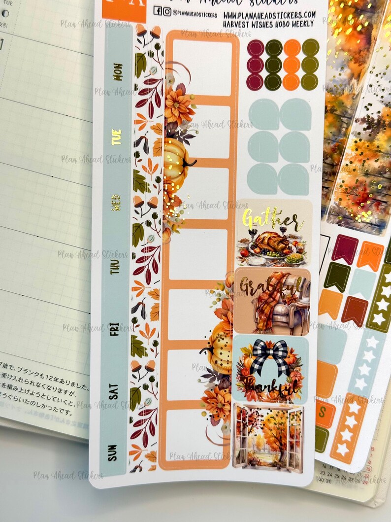 DELUXE FOILED Harvest Whispers Hobonichi Weeks WEEKLY Sticker Planner ...