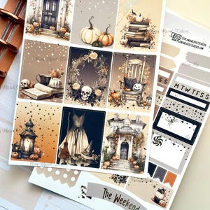 DELUXE FOILED The Witching Hour Weekly 2 PG Planner Sticker Kit Sheets Watercolor Erin Condren Happy Planner 1.5 inch A5 Wide Halloween