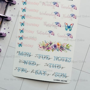 Blooming Horizons Days of the Week Bullet Journaling Planner Stickers Happy Planner Condren Hobonichi Cousin A5 April Spring Gardening