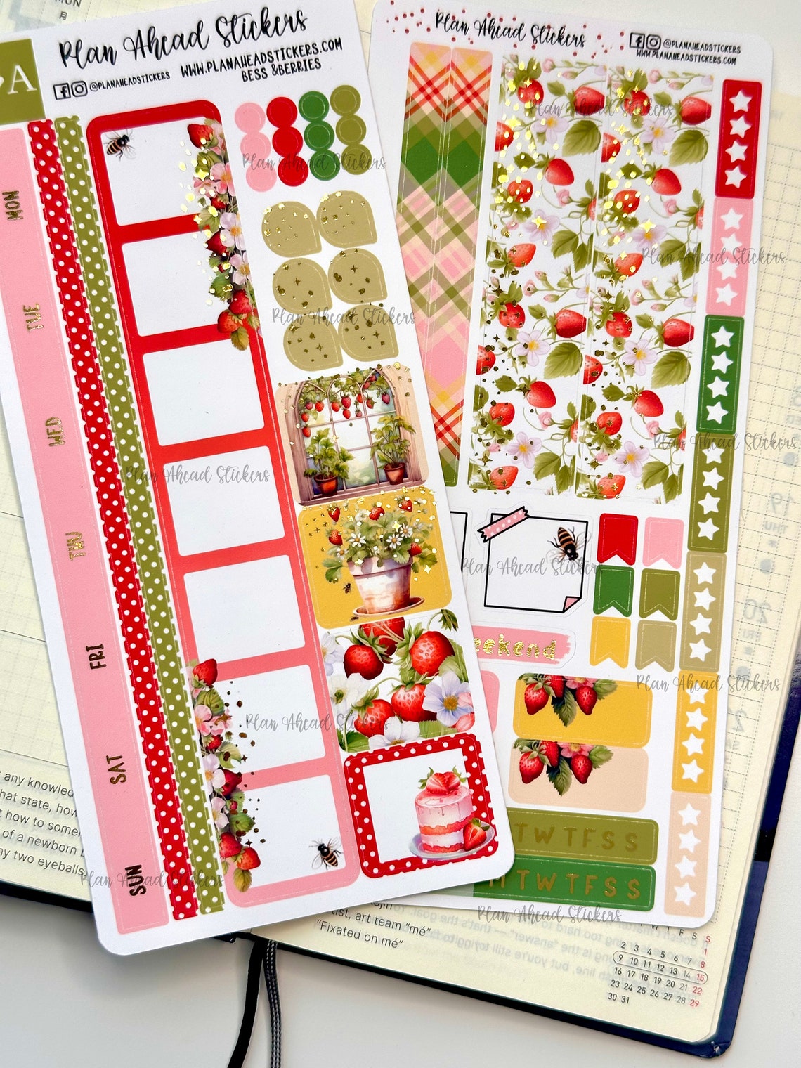 DELUXE FOILED Bess & Berries Hobonichi Weeks WEEKLY Sticker Planner Kit ...