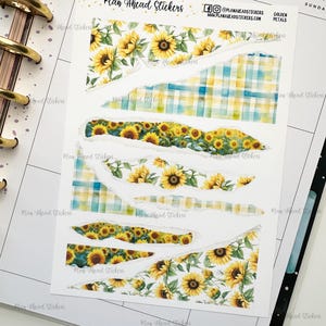 Golden Petals Carta strappata Bullet Journaling Planner Adesivi Happy Planner Erin Condren Hobonichi Cousin A5 Summer Sunflowers Maggio Giugno