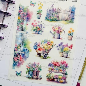 Blooming Horizons Glossy Clear or Matte Washi Stickers Watercolor Bullet Journal Planner Scrapbook April Spring Gardening