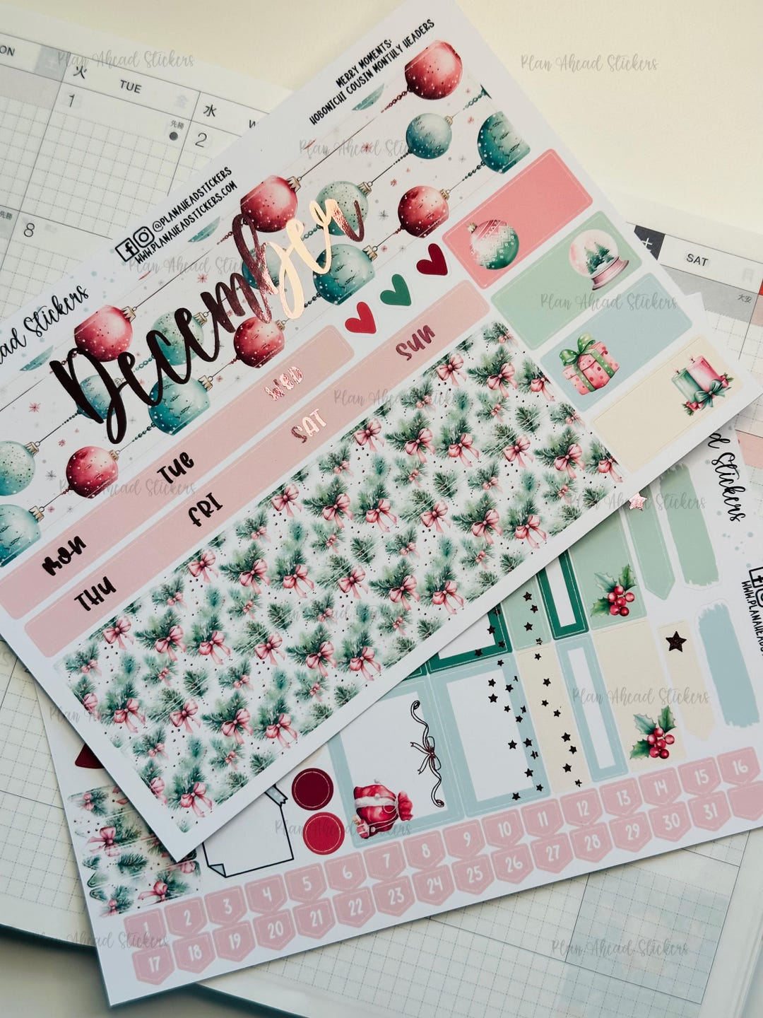 Foiled Merry Memories Planner Stickers, Hobonichi Cousin Monthly Kit - Etsy