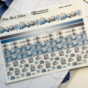 Winterse matte washistrips randstickers aquarel Bullet Journal planner plakboek kaarten maken november december winter sneeuw