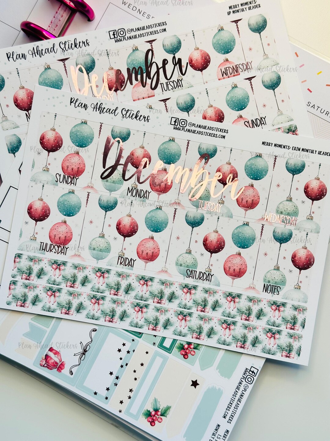 Planner Header Images Foiled December Planner Stickers | Merry Memories Monthly Kit - Etsy