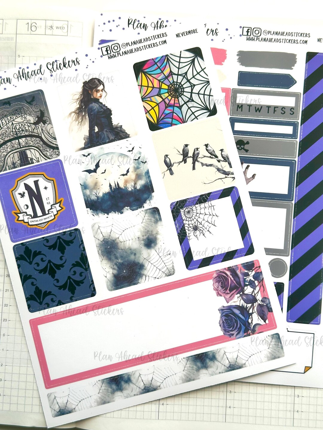 Nevermore Hobonichi Cousin 2 PG WEEKLY Planner Sticker Kit Halloween ...