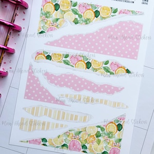Adesivi per planner con bullet journal in carta strappata Lemon Grove, creazione di biglietti, Happy Planner Erin Condren, Hobonichi Cousin, formato A5, Summer Lemonade