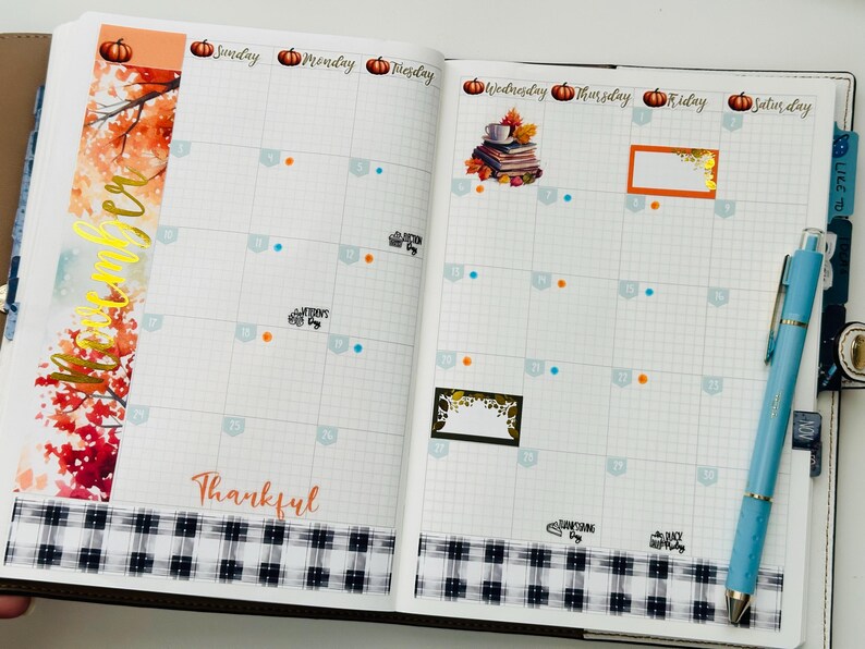 Harvest Whispers Hobonichi Cousin Monthly Planner Sticker Kit – Fall ...