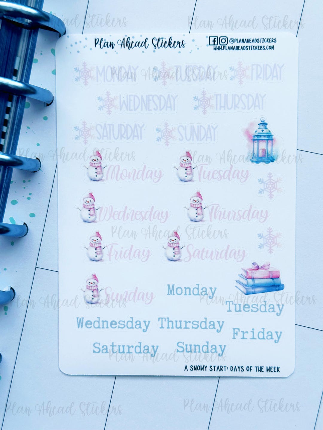 A Snowy Start Days of the Week Bullet Journaling Planner Stickers Happy ...