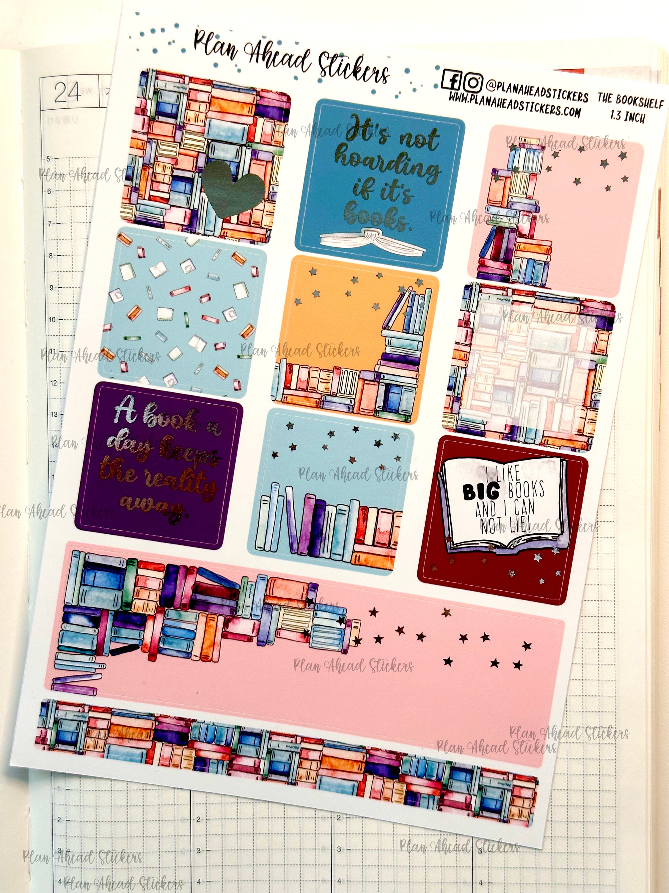 Foiled Bookshelf Weekly Planner Stickers, Hobonichi Cousin Kit - Etsy