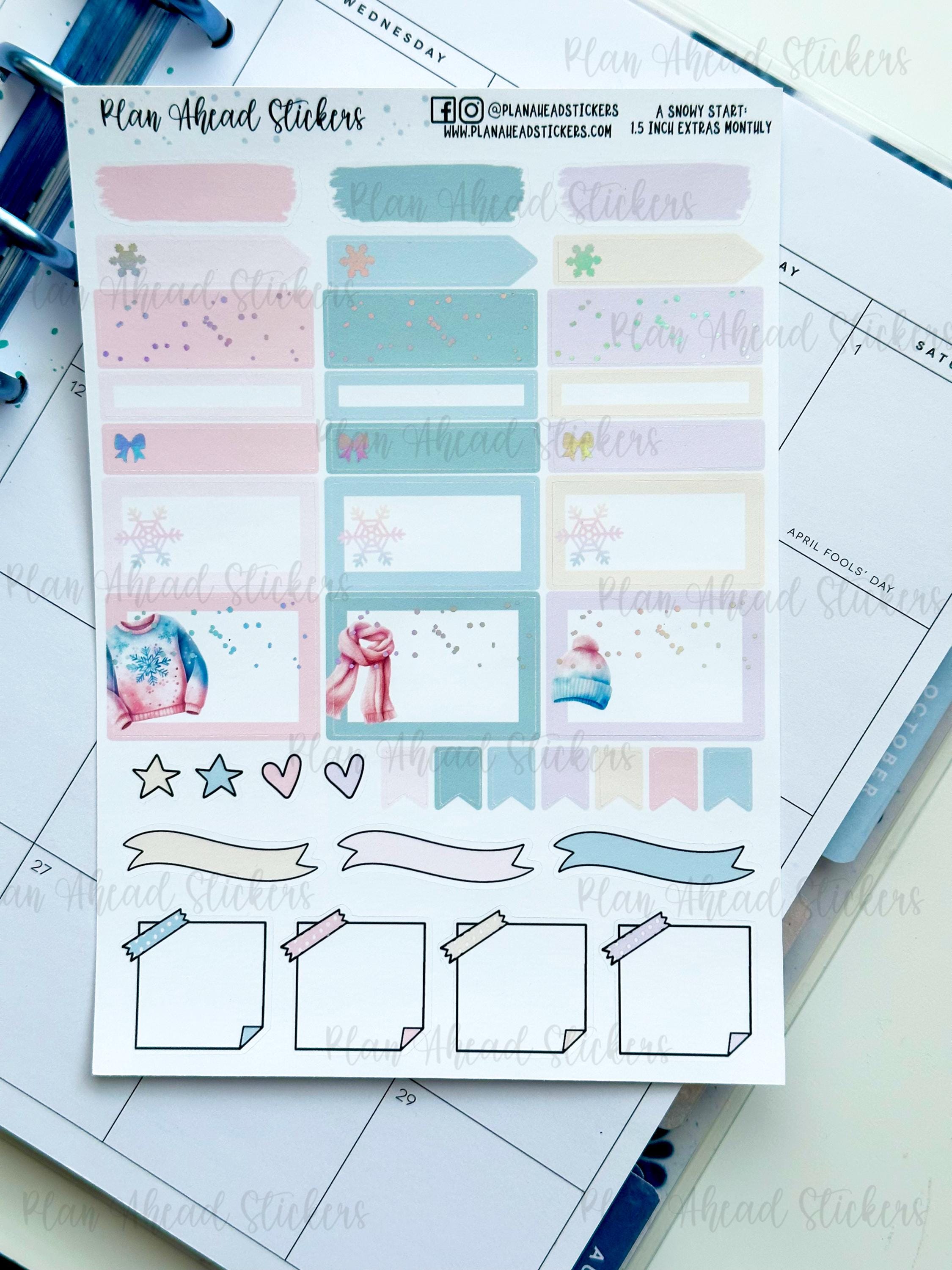 Pretty Planner Header FOILED January Monthly Headers: A Snowy Start Planner Stickers (1.5 ...