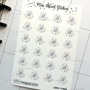 Whimsey the Ghost Planning Time Icon Bullet Journal Planner Stickers Card Making Happy Planner Erin Condren Hobonichi Weeks & Cousin A5