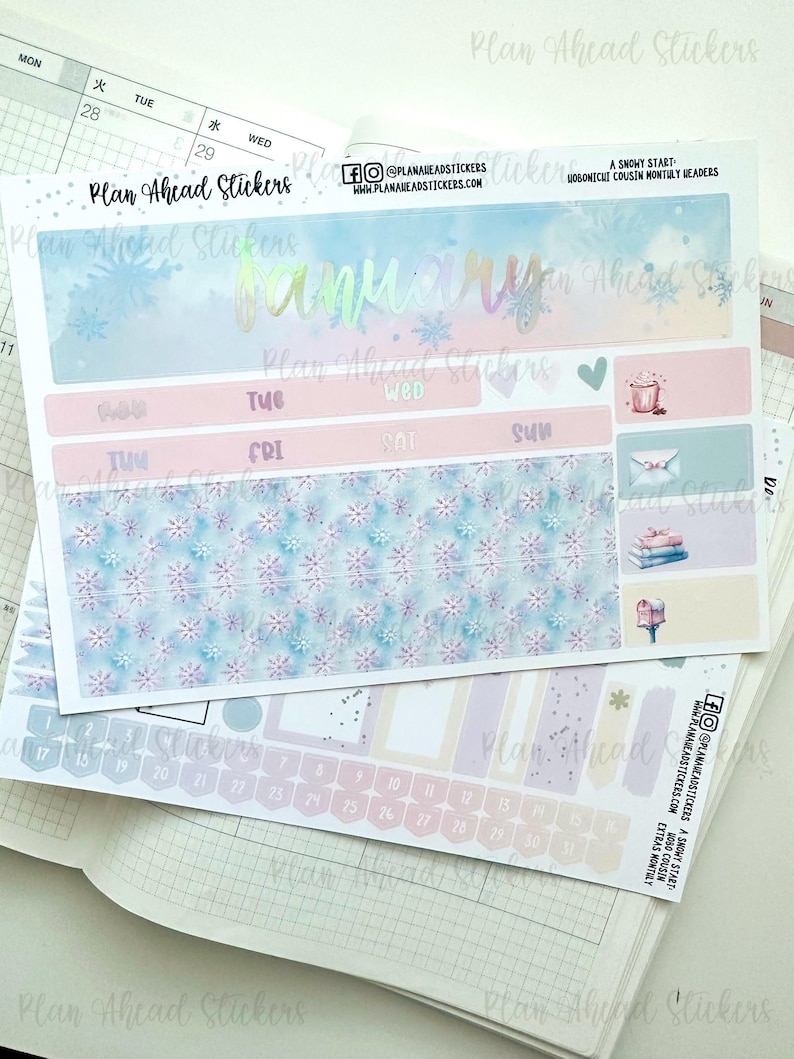 FOILED A Snowy Start: Hobonichi Cousin Monthly 2 Page Planner Sticker ...