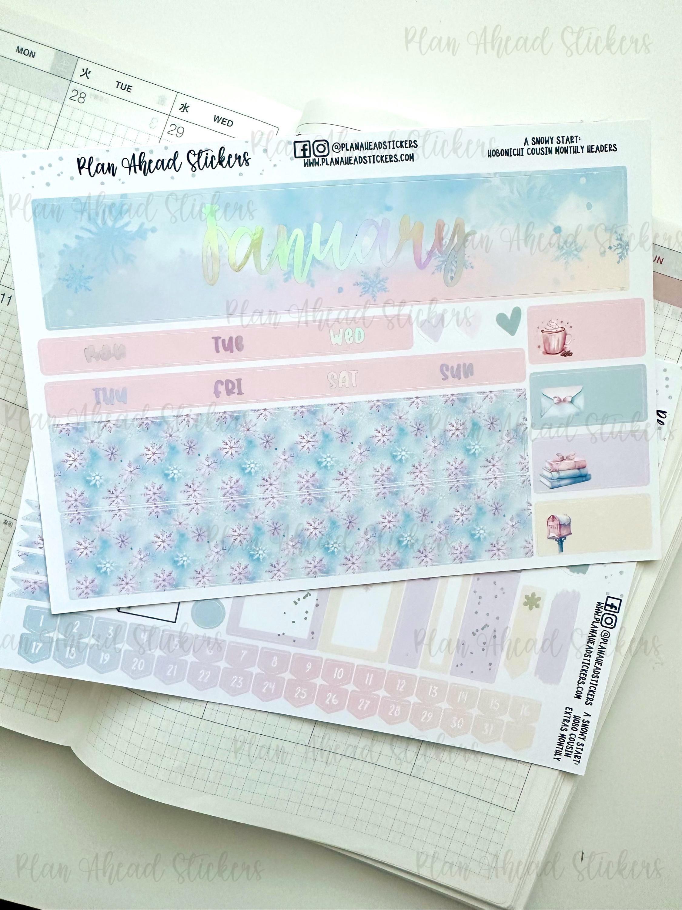 FOILED A Snowy Start: Hobonichi Cousin Monthly 2 Page Planner Sticker ...