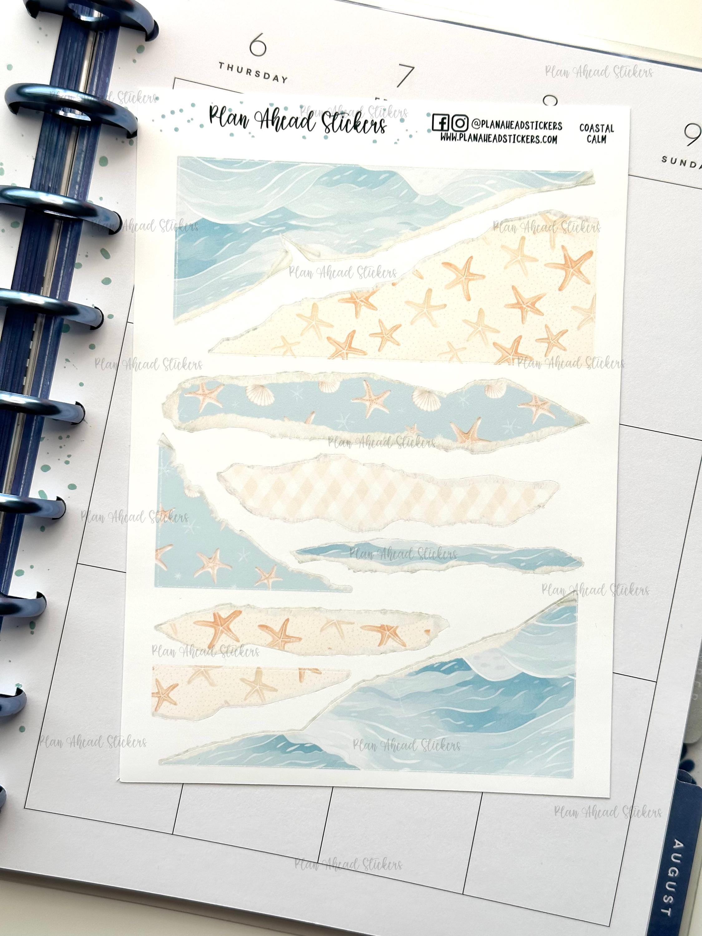 Coastal Calm Torn Paper Bullet Journaling Planner Stickers Summer Beach ...