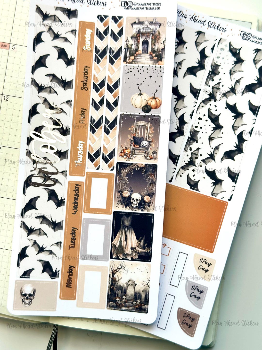 FOILED the Witching Hour Hobonichi Weeks MONTHLY Sticker Planner Kit ...