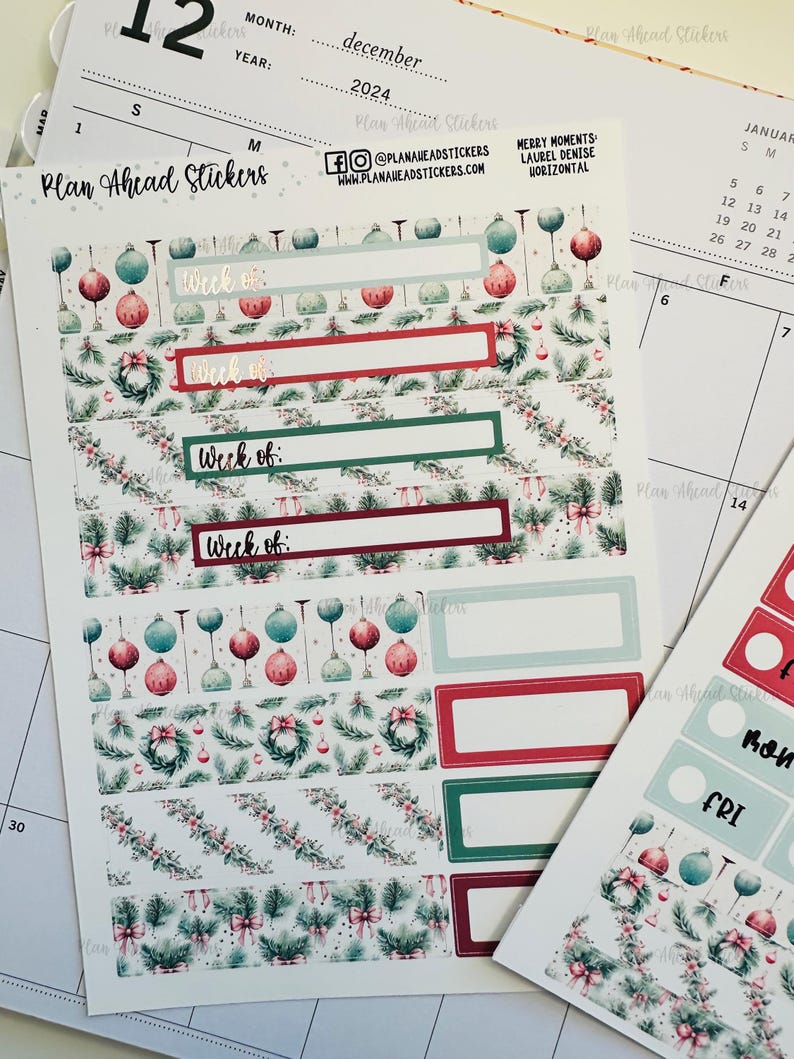 Laurel Denise Horizontal & Vertical Classic Planner Stickers Merry