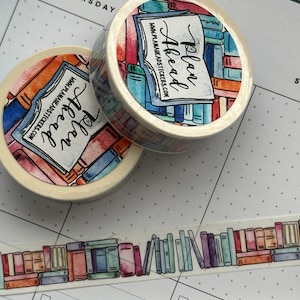 Happy Books Bookshelf Reading Library Print Washi Tape Rolls for Planners, Cardmaking, Scrapbooks and More!