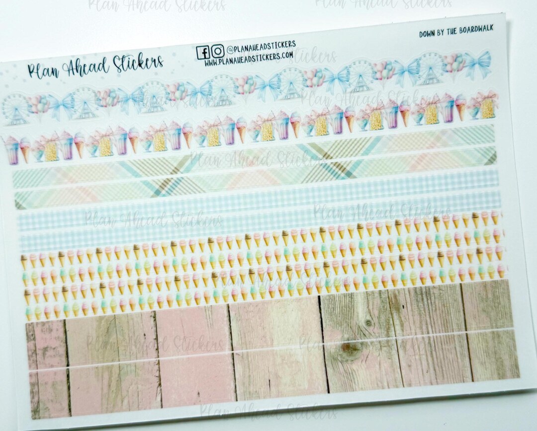 Boardwalk Washi Strips: Watercolor Planner Stickers for Journaling ...