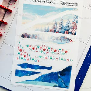 Sciroppo e fiocchi di neve Carta strappata Bullet Journaling Planner Adesivi Happy Planner Erin Condren Hobonichi Cousin A5 Elfo di Natale New York