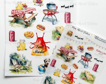 Grillin' and Chillin' Matte Washi Stickers Bullet Journal Happy Planner Scrapbook Stickers