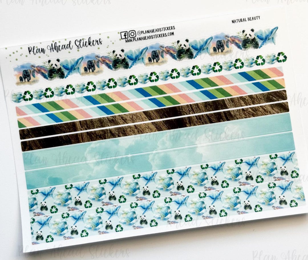 Natural Beauty Matte Washi Strips Border Stickers Watercolor Bullet ...