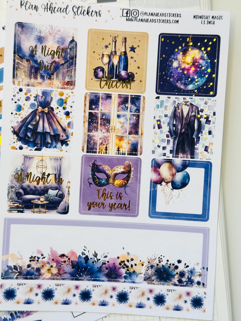 DELUXE FOILED Midnight Magic Hobonichi Cousin Weekly Planner Sticker