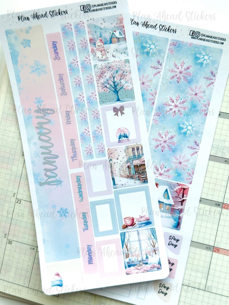 FOILED A Snowy Start Hobonichi Weeks MONTHLY Sticker Planner Kit ...