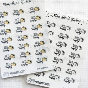 TACO TUESDAY (134) Icon Bullet Journaling Planner Stickers Script