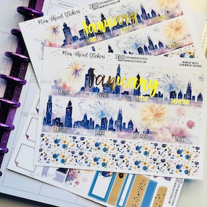 FOILIERTE 7x9 MONAT Erin Condren Happy Planner Classic Headers 1,5 Inch Planner Midnight Magic New Year&#39;sJanner Feier