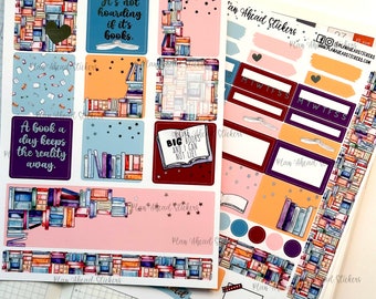 Foiled Bookshelf Weekly Planner Stickers, Hobonichi Cousin Kit