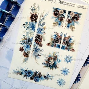 Winterse glanzende heldere of matte Washi-randstickers aquarel Bullet Journal planner plakboek kaarten maken winter besneeuwd december januari