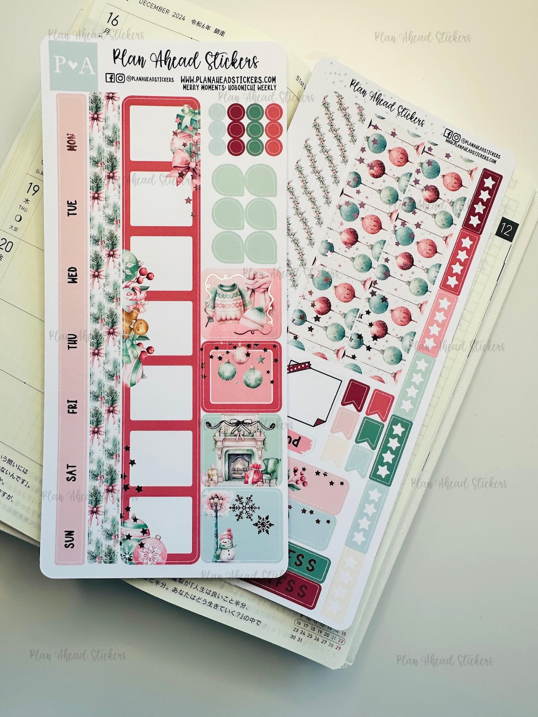 DELUXE FOILED Merry Memories Hobonichi Weeks WEEKLY Sticker Planner Kit ...