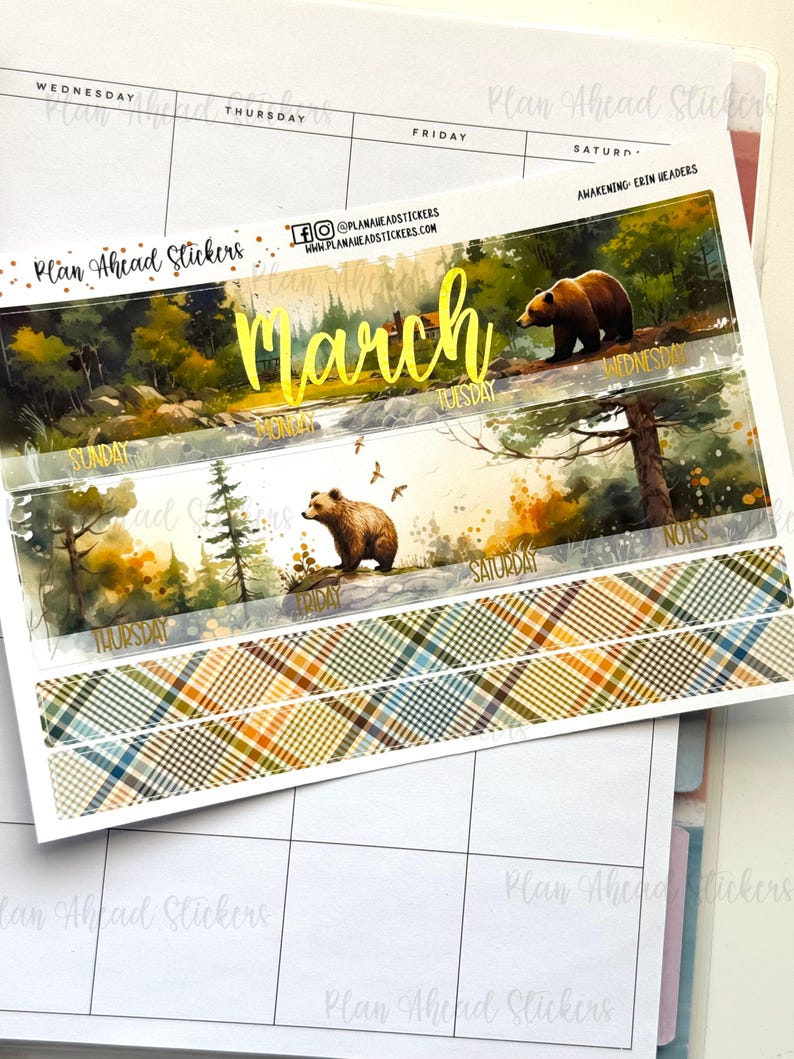 FOILED March Monthly Headers: Spring Awakening Planner Stickers (1.5 ...