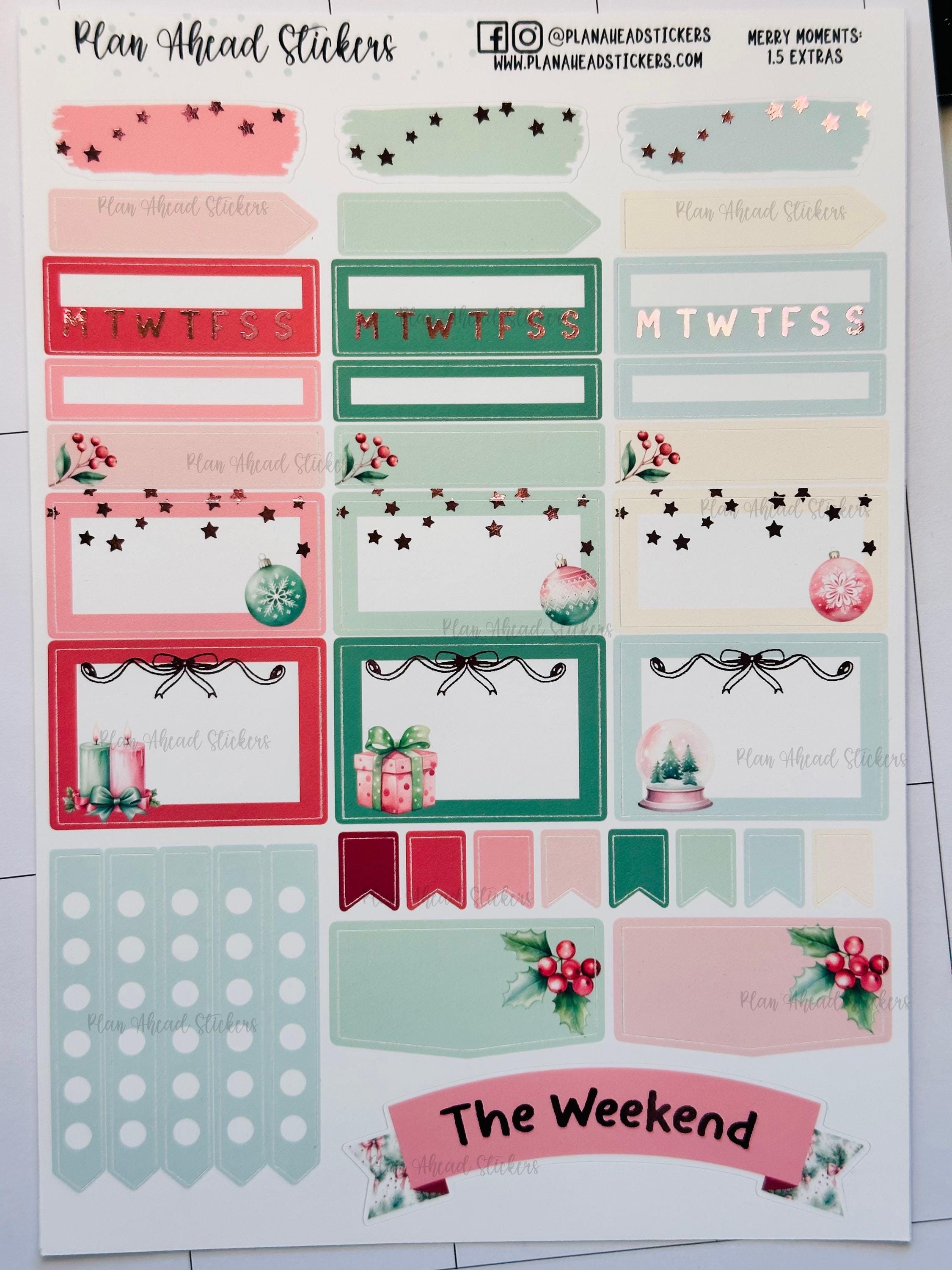 DELUXE FOILED Merry Memories 2 PG Weekly Planner Sticker Kit Sheets ...