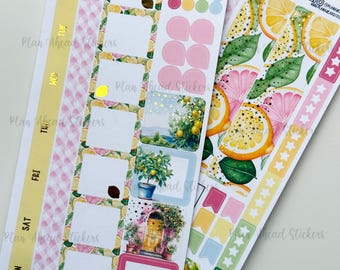 LAST CHANCE Deluxe Foiled Lemon Grove Hobonichi Weeks WEEKLY Sticker Planner Kit Summer